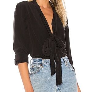Equipment Black Tie-Front Blouse